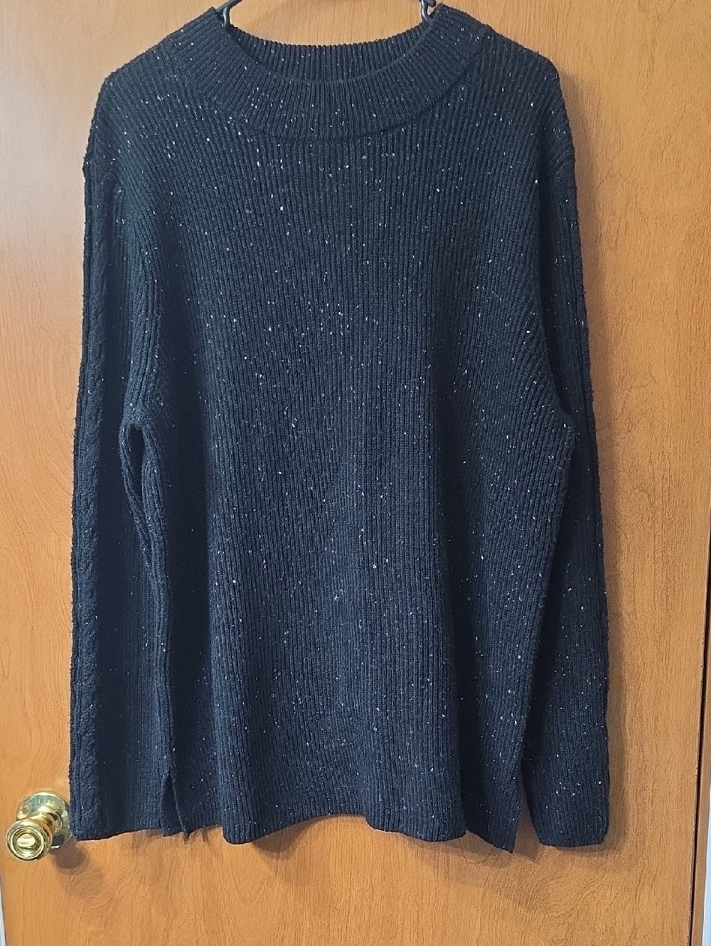 Talbots Black Flecked Ribbed Crewneck Sweater